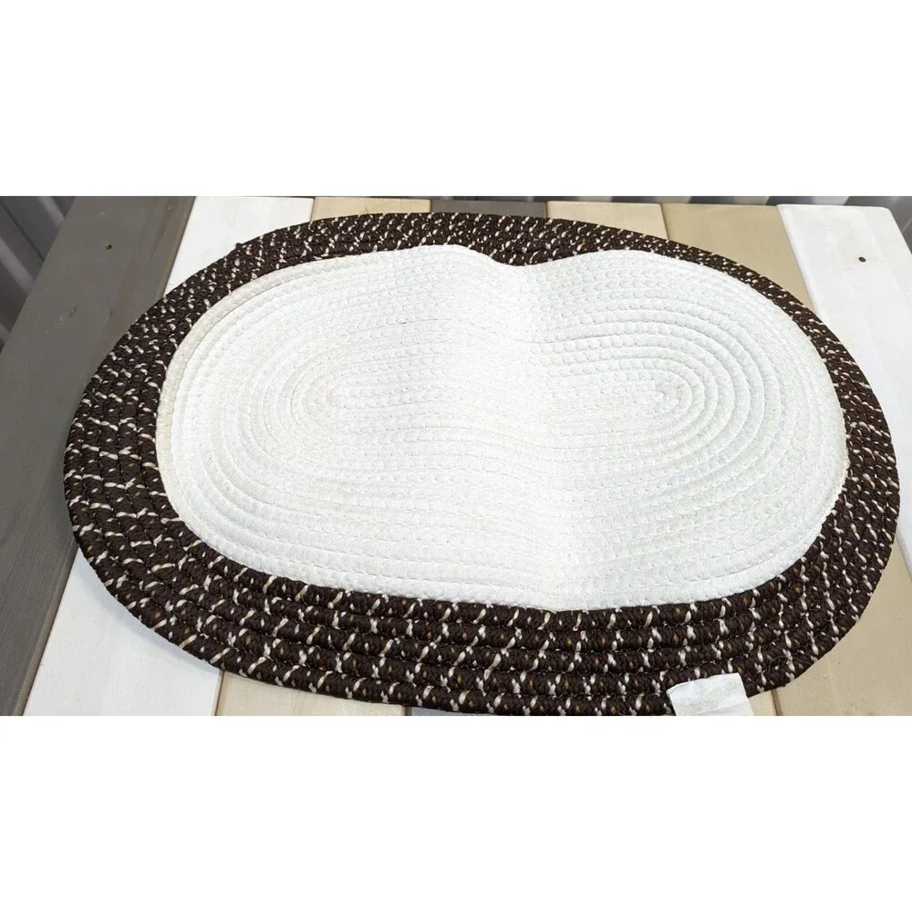 Coffee Floor Mat Rug Oval Braided Cream Friends Make Perfect Blend Cup 26